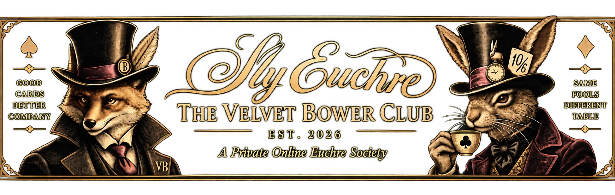 Sly Euchre — The Velvet Bower Club, with its fox and rabbit characters